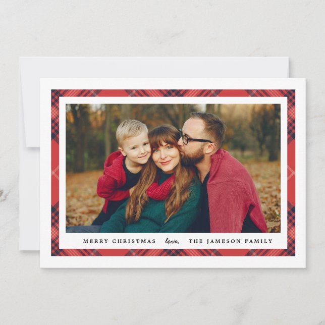Tartan Border Holiday Photo Card (Front)