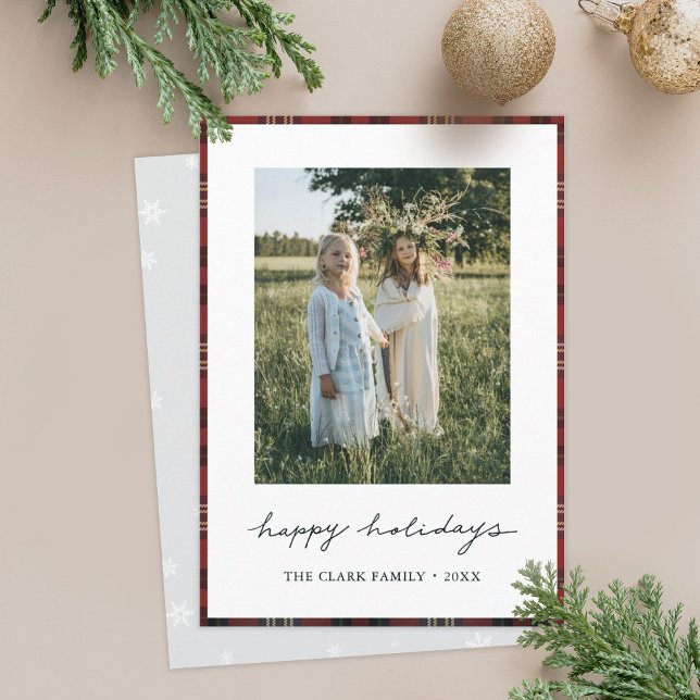 Tartan Border Snowflakes Christmas Card (Creator Uploaded)