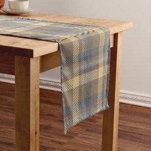 Tartan - Brown, Blue and Sand colors Short Table Runner
