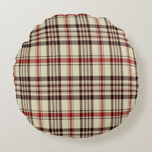 Tartan Brown        Round Pillow