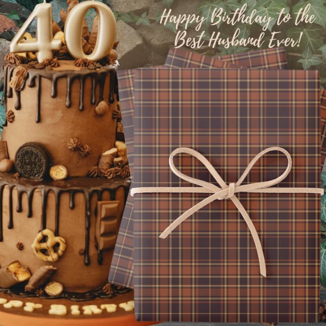 Tartan - Brown - Taupe-Burnt Sienna-Rustic Gold Wrapping Paper Sheets