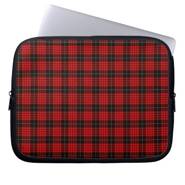Tartan Buffalo Plaid Red Black Rustic Laptop Sleeve (Front)