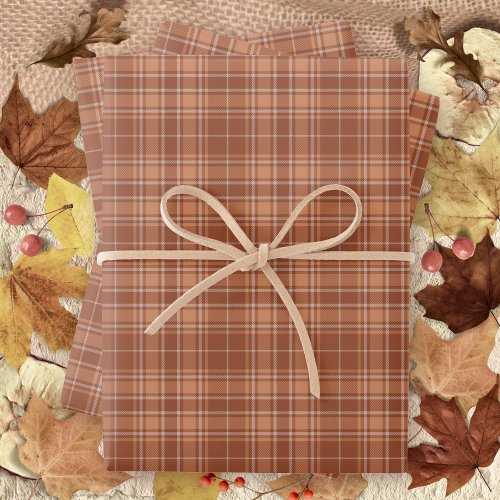 Tartan _ Burnt Sienna_Terracotta_Milky Brown Wrapping Paper Sheets