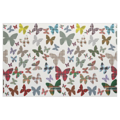 Tartan Butterflies Pattern Fabric