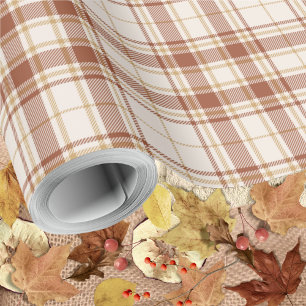 Tartan - Cement-Burnt Sienna-Rustic Gold Wrapping Paper