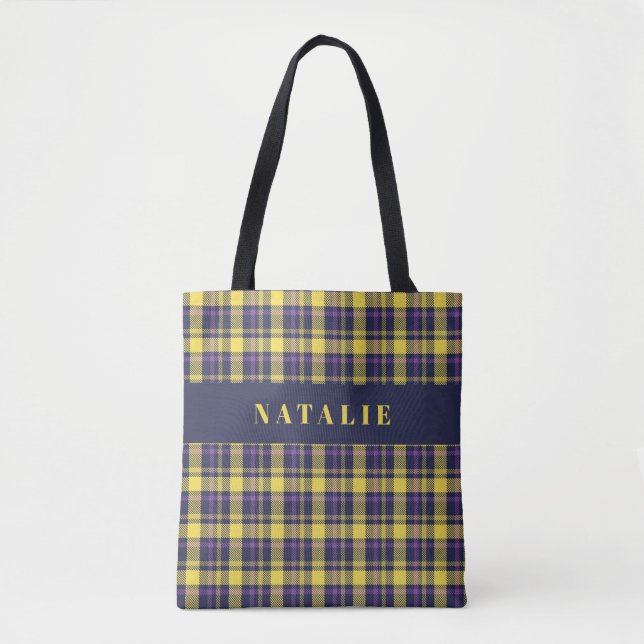 tartan check personalized winter tote bag (Front)