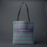 tartan check personalized winter tote bag<br><div class="desc">tartan check personalized winter tote bag. Fun festive Christmas holiday design. Green,  purple,  navy and gold. Colors can be customised.</div>