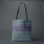 tartan check personalized winter tote bag<br><div class="desc">tartan check personalized winter tote bag. Fun festive Christmas holiday design. Green,  purple,  navy and gold. Colors can be customised.</div>