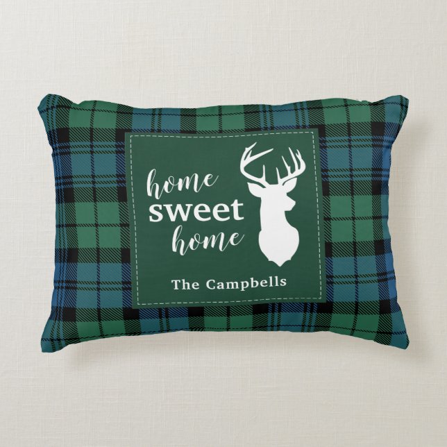 Tartan Christmas Clan Campbell Personalized Plaid Accent Pillow (Front)