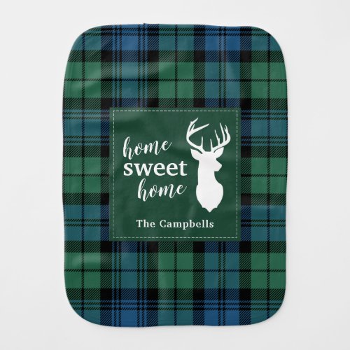 Tartan Christmas Clan Campbell Personalized Plaid Baby Burp Cloth