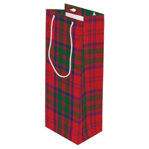 Tartan Christmas Clan Grant Red Check Holiday Wine Gift Bag