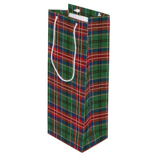 Tartan Christmas Clan MacCulloch Green Check Plaid Wine Gift Bag