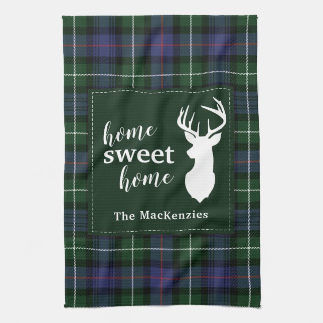 Tartan Christmas Clan MacKenzie Personalized Kitchen Towel (Vertical)