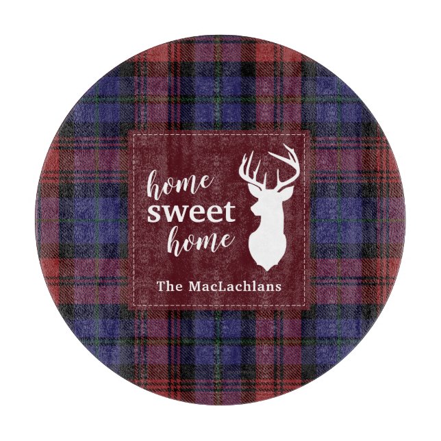Tartan Christmas Clan MacLachlan Personalize Plaid Cutting Board (Front)