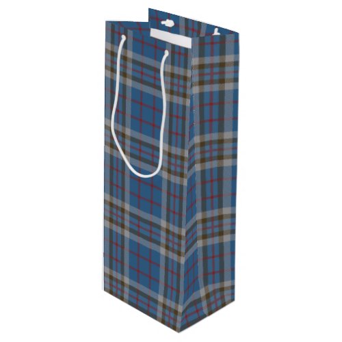 Tartan Christmas Clan Thompson Blue Gray Checkered Wine Gift Bag