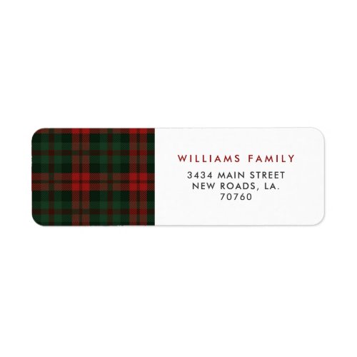 Tartan Christmas Return Address Labels