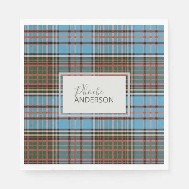 Tartan Clan Anderson Plaid Check Custom Paper Napkins (Front)