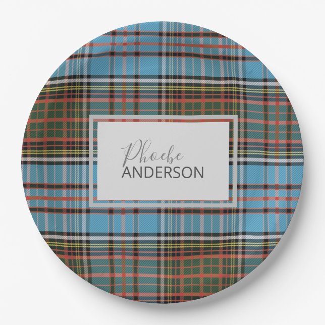Tartan Clan Anderson Plaid Check Custom Paper Plates (Front)