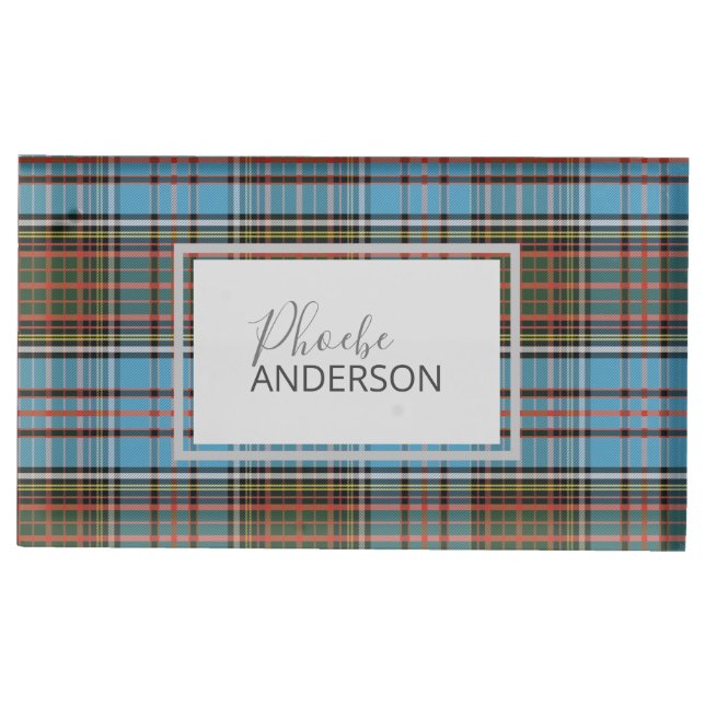 Tartan Clan Anderson Plaid Check Custom Place Card Holder (Front)
