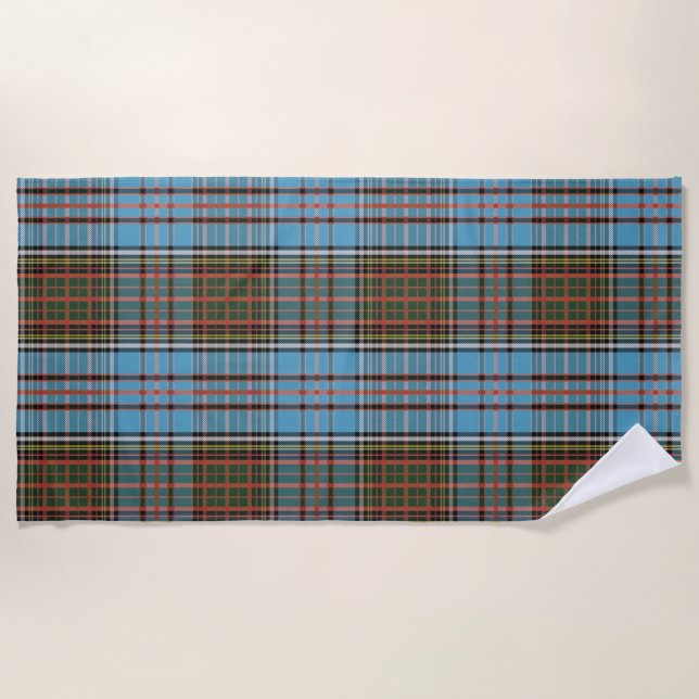 Tartan Clan Anderson Plaid Checkered Beach Towel (Front)