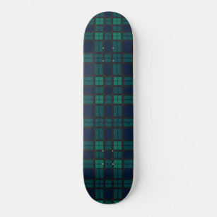 Tartan Clan Black Watch Plaid Blue Green Check Skateboard