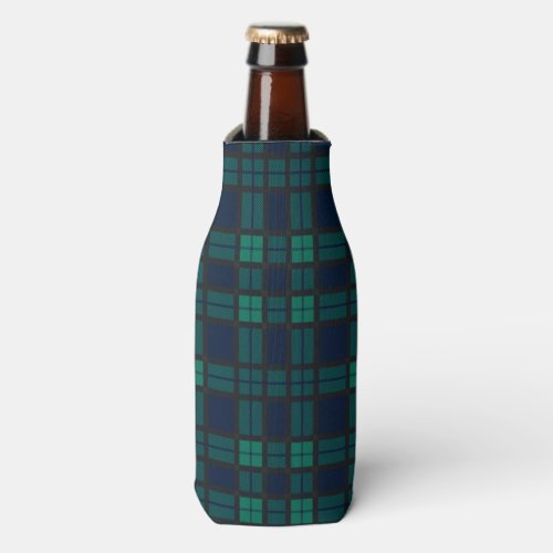 Tartan Clan Black Watch Plaid Blue Green Checkered Bottle Cooler