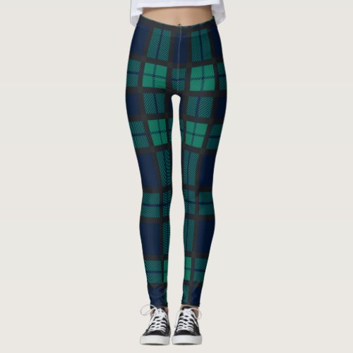 Tartan Clan Black Watch Plaid Blue Green Checkered Leggings