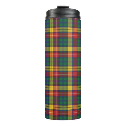 Tartan Clan Buchanan Plaid Green Red Check Thermal Tumbler