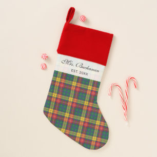 Tartan Clan Buchanan Plaid Script Rustic Holiday Christmas Stocking
