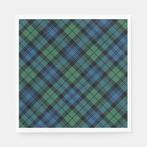 Tartan Clan Campbell Blue Green Checkered Pattern Napkins