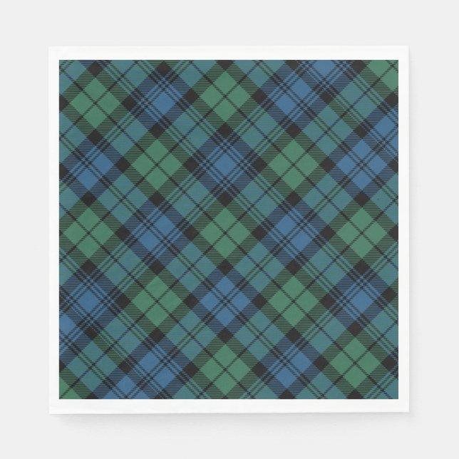 Tartan Clan Campbell Blue Green Checkered Pattern Napkins (Front)