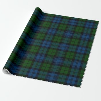 Tartan Clan Campbell Military Plaid Green Check Wrapping Paper by Milestone_Hub at Zazzle