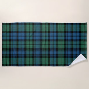 Tartan Clan Campbell Plaid Blue Green Checkered Beach Towel