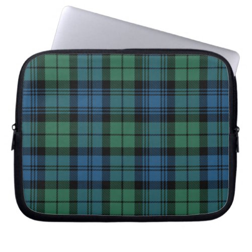 Tartan Clan Campbell Plaid Green Blue Check  Laptop Sleeve