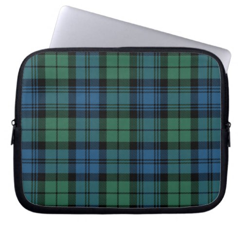 Tartan Clan Campbell Plaid Green Blue Checkered Laptop Sleeve