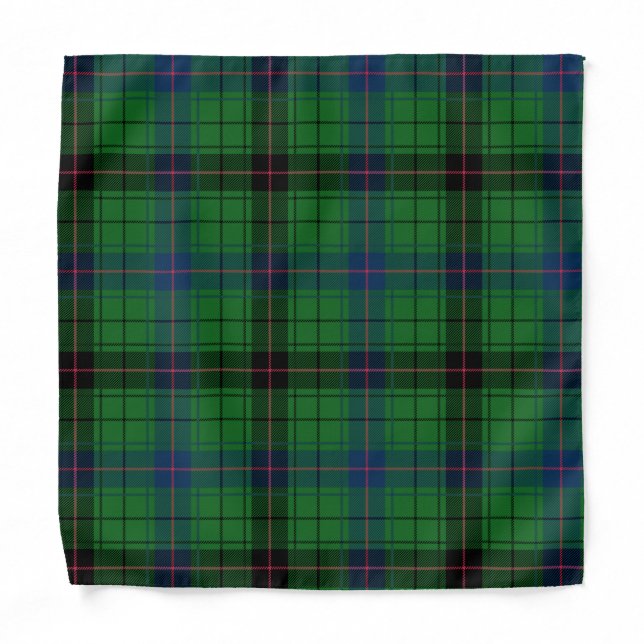 Tartan Clan Davidson Green Blue Plaid Bandana (Front)