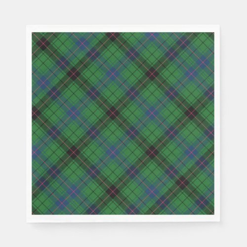 Tartan Clan Davidson Green Checkered Pattern Napkins