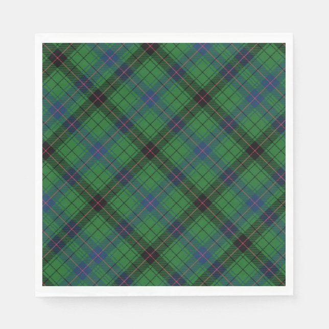 Tartan Clan Davidson Green Checkered Pattern Napkins (Front)