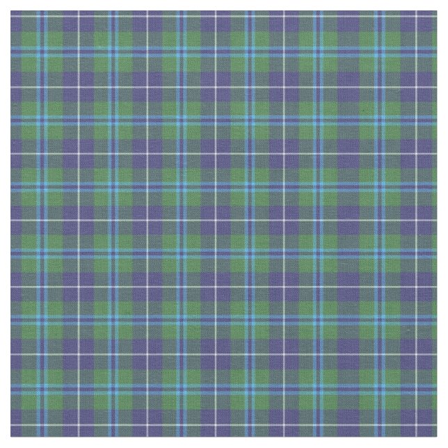 Tartan Clan Douglas Plaid Pattern Green Check Fabric (Close Up)