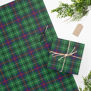 Tartan Clan Duncan Plaid Green Blue Check Wrapping Paper