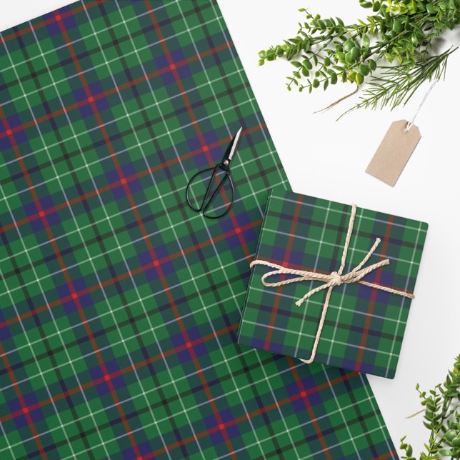 Tartan Clan Duncan Plaid Green Blue Check Wrapping Paper (Creator Uploaded)