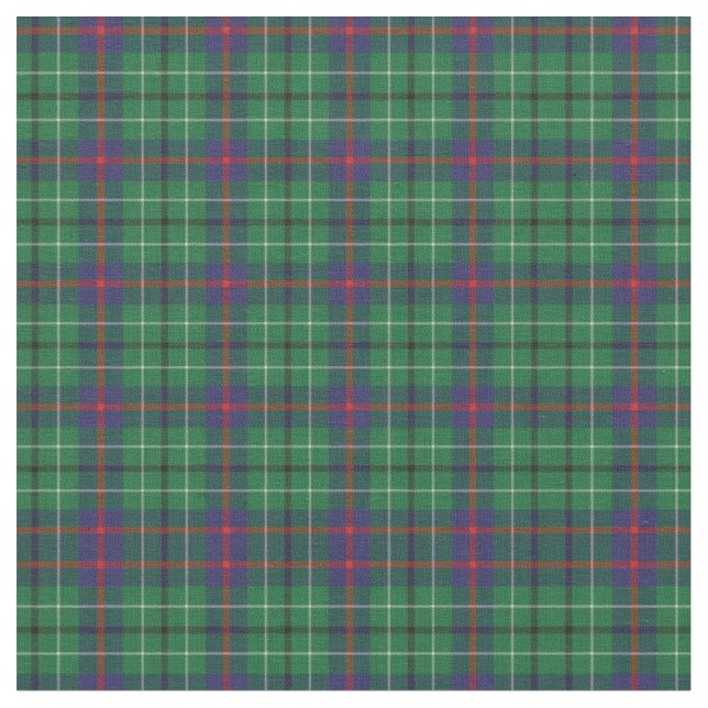 Tartan Clan Duncan Plaid Pattern Green Check Fabric (Close Up)