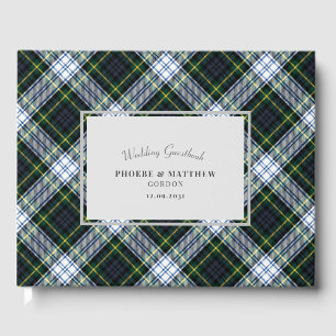 Tartan Clan Gordon Green White Checkered Wedding Guest Book