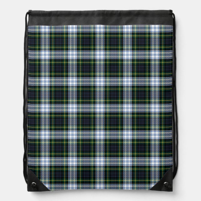 Tartan Clan Gordon Plaid Purple Green Checkered Drawstring Bag (Front)