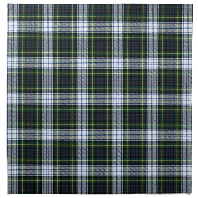Tartan Clan Gordon White Green Plaid Cloth Napkin (Front)