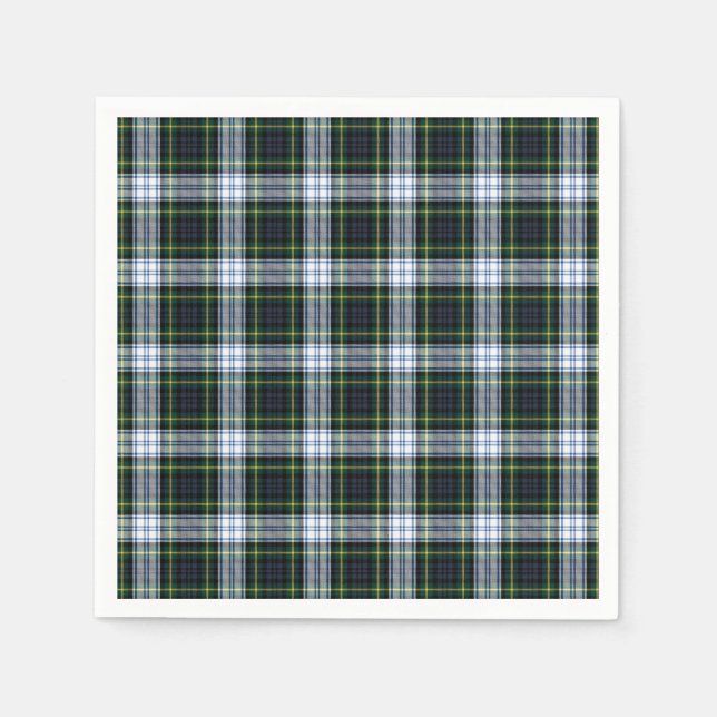 Tartan Clan Gordon White Green Plaid Napkins (Front)
