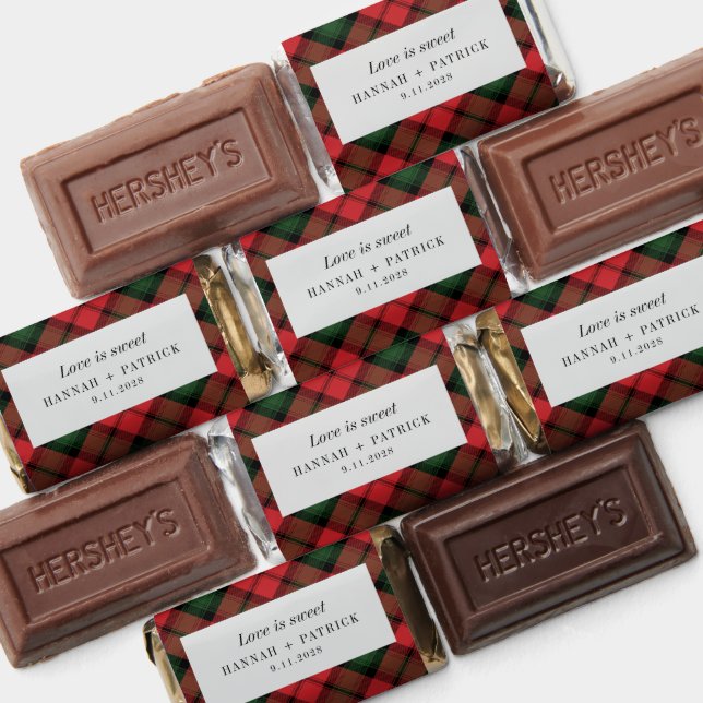 Tartan Clan Kerr Plaid Checkered Red Green Wedding Hershey's Miniatures (Assorted)