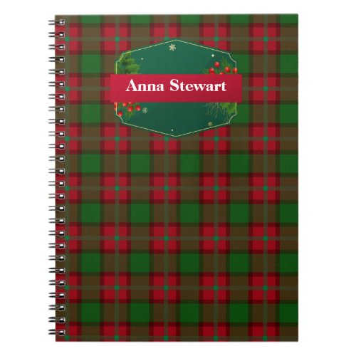 Tartan Clan Kerr Plaid Red Green with a name label Notebook