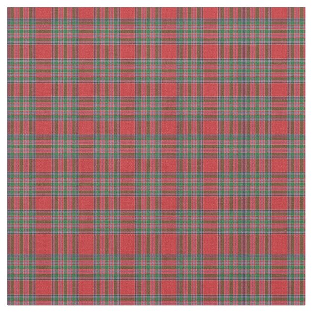 Tartan Clan MacBean Plaid Pattern Red Green Check Fabric (Close Up)