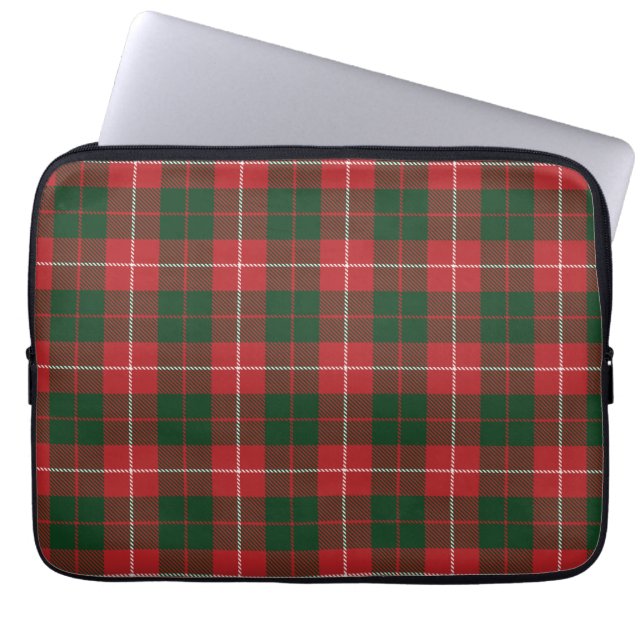 Tartan Clan MacKinnon Plaid Red Green Checkered Laptop Sleeve (Front)